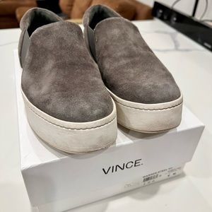 VINCE Warren Steel Grey Suede Platform Sneaker Shoes - Women’s Size 8
